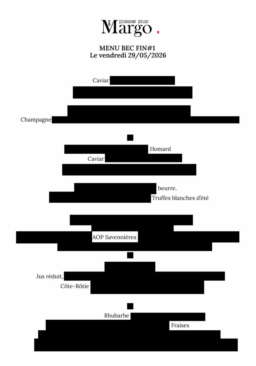 Menu — Soirée Bec Fin #1